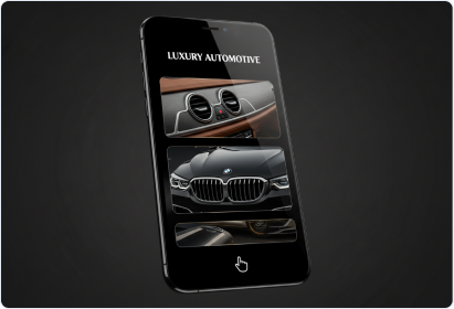 Mobile scrollable gallery concept, full-bleed vehicle detail photo