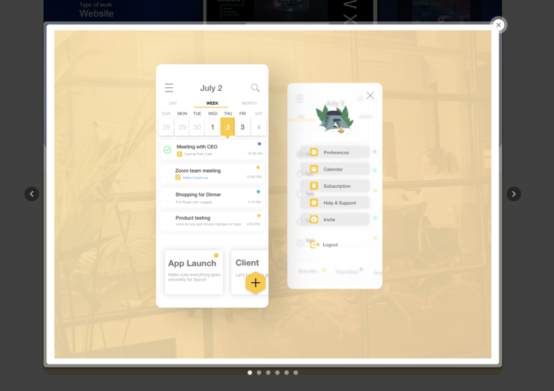 Original 2021 Calendar & Task Planner concept, screen 1 of 6