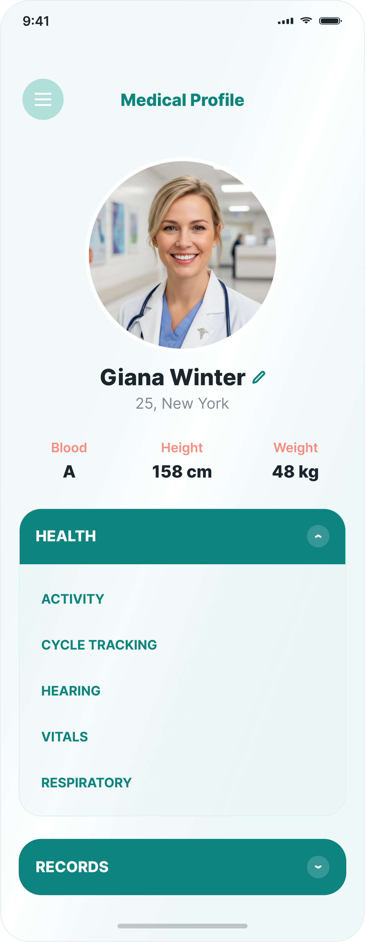 Reconstructed 2021 medical profile screen