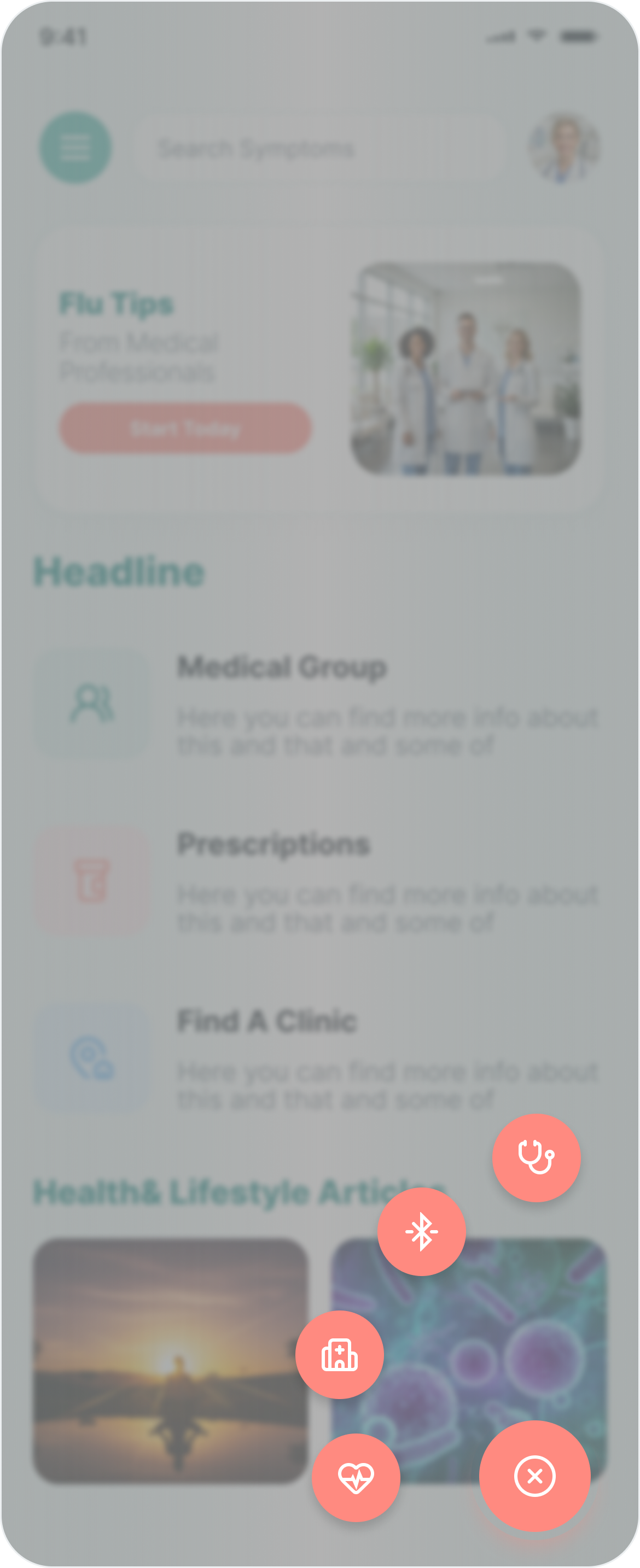 Reconstructed 2021 landing screen with the quick-action menu expanded
