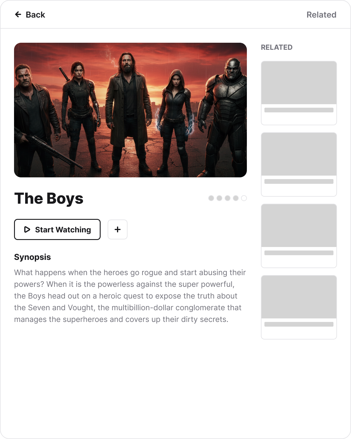 Show details wireframe with primary content column and related sidebar